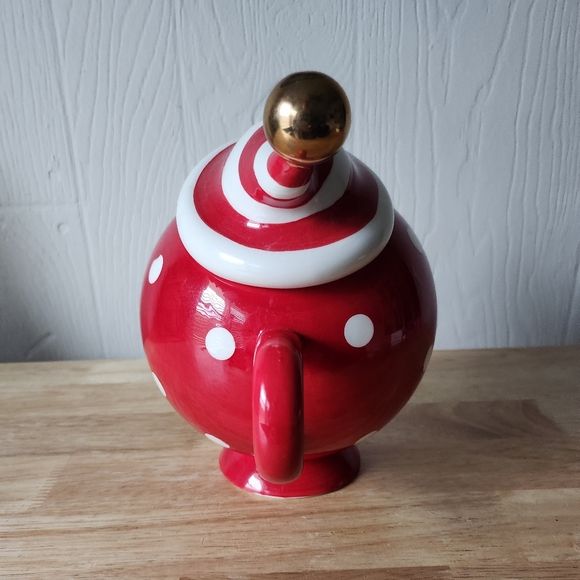 Peppermint Swirl Red Polka Dot Teapot - Picture 6 of 6